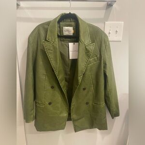 House of sunny leather double breasted blazer with embossing